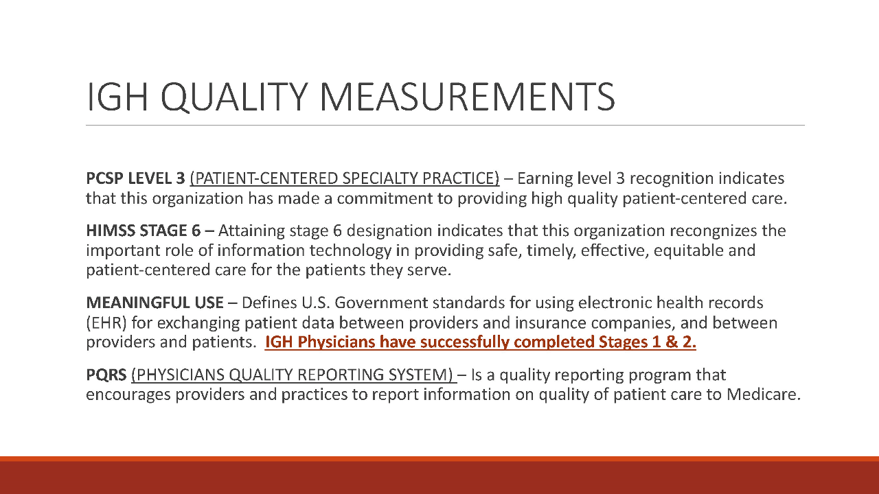IGH Quality Measurements